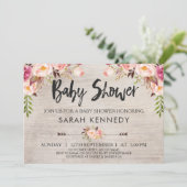 Floral Boho Rustic Baby shower Invitation Kaart (Staand voorkant)