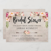 Floral Boho Rustic Bridal Shower Kaart (Voorkant / Achterkant)