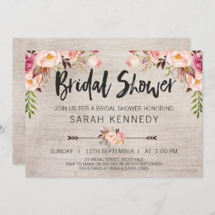 Floral Boho Rustic Bridal Shower Kaart