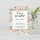 Floral Boho Rustic Chic Botanical Baby shower Kaart (Staand voorkant)