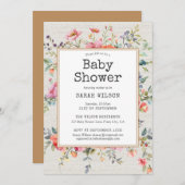 Floral Boho Rustic Chic Botanical Baby shower Kaart (Voorkant / Achterkant)