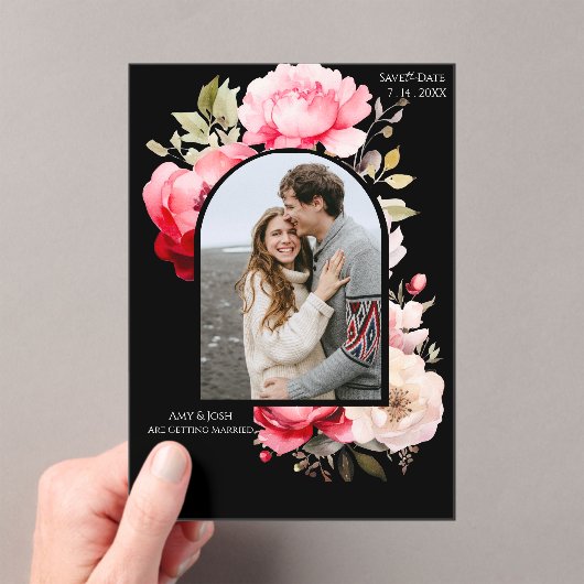 Floral Boho Save the Date Acryl Uitnodigingen (Insitu (Draagbaar))