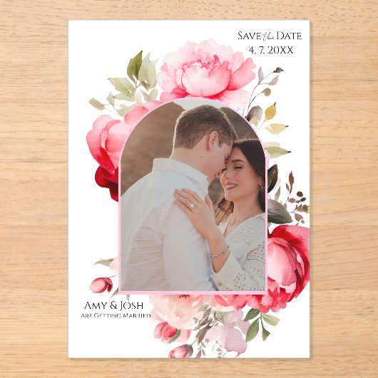 Floral Boho Save the Date Invitations  Acryl Uitnodigingen (Voorkant)
