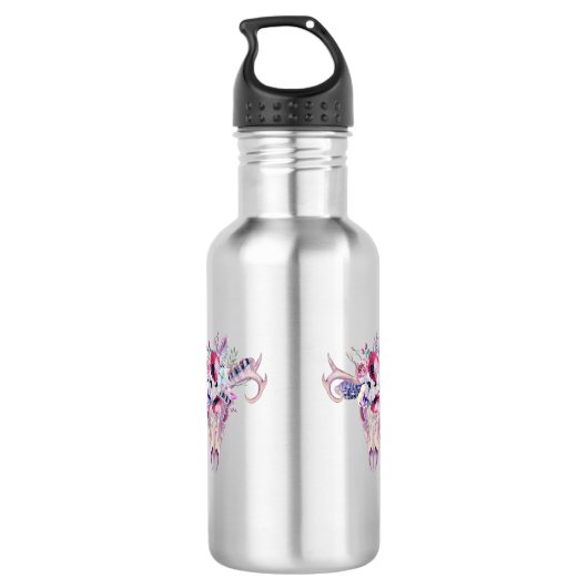 Floral Boho Skull Waterfles (Achterkant)