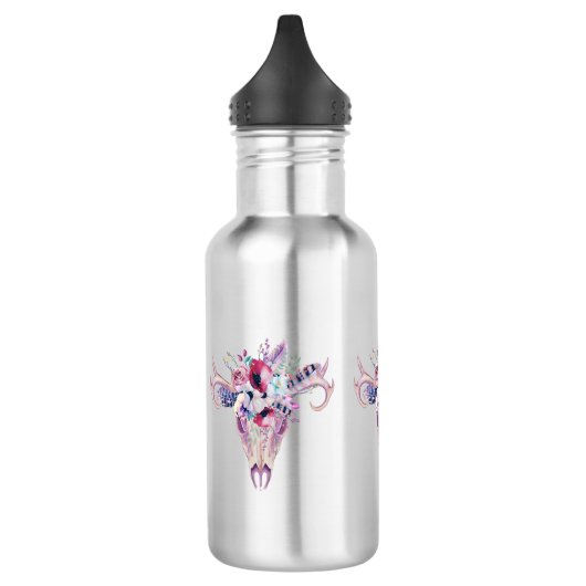 Floral Boho Skull Waterfles (Links)