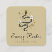 Floral Boho Snake Moon Stars Mystic Energy Healer Vierkante Visitekaartje (Voorkant)