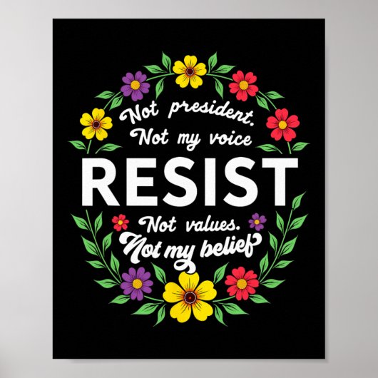 Floral Boho Style Resist Trump niet mijn President Poster (Voorkant)
