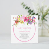 Floral Boho Summer Wildflower Garden Baby shower Kaart (Staand voorkant)