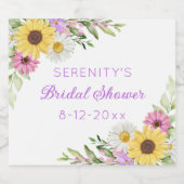 Floral Boho Sunflower Daisy Bridal Shower Likeurfles Etiket (Enkel label)