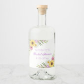 Floral Boho Sunflower Daisy Bridal Shower Likeurfles Etiket (Voorkant)