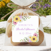 Floral Boho Sunflower Daisy Bridal Shower Vierkante Sticker