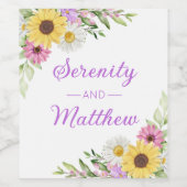 Floral Boho Sunflower Daisy Bridal Shower Wijn Etiket (Enkel label)