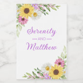 Floral Boho Sunflower Daisy Bridal Shower Wijn Etiket (Enkel label)
