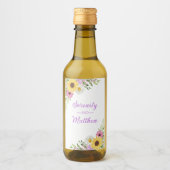 Floral Boho Sunflower Daisy Bridal Shower Wijn Etiket (Voorkant)