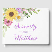 Floral Boho Sunflower Daisy Wildflowers Wedding Gastenboek (Voorkant)