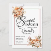 Floral Boho Sweet 16 Verjaardagsfeest Kaart (Voorkant)