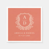 Floral Boho Terracotta Crest Wedding Monogram Servet (Voorkant)