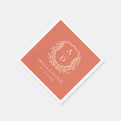Floral Boho Terracotta Crest Wedding Monogram Servet (Hoek)