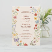 Floral Boho Terracotta Wedding Kaart (Staand voorkant)