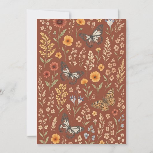 Floral Boho Terracotta Wedding Kaart (Achterkant)