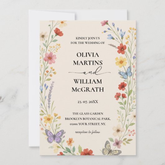 Floral Boho Terracotta Wedding Kaart (Voorkant)