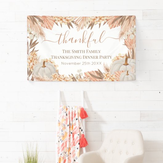 Floral Boho Thanksgiving Dinner party banner (Insitu)