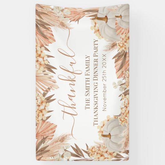 Floral Boho Thanksgiving Dinner party banner (Verticaal)