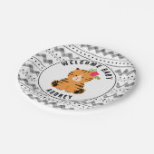 Floral Boho Tiger Black en White Baby shower Papieren Bordje (Gekanteld)