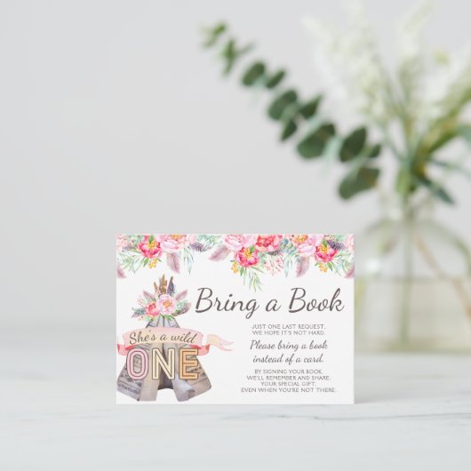 Floral Boho Tribal Teepee 1e verjaardag Boek Informatiekaartje (Staand voorkant)