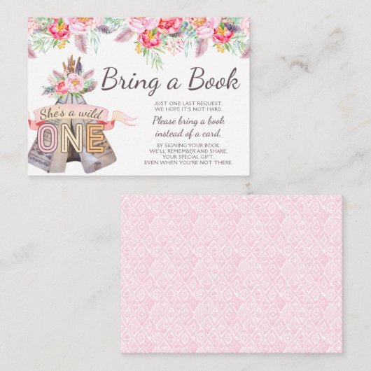 Floral Boho Tribal Teepee 1e verjaardag Boek Informatiekaartje (Voorkant / Achterkant)