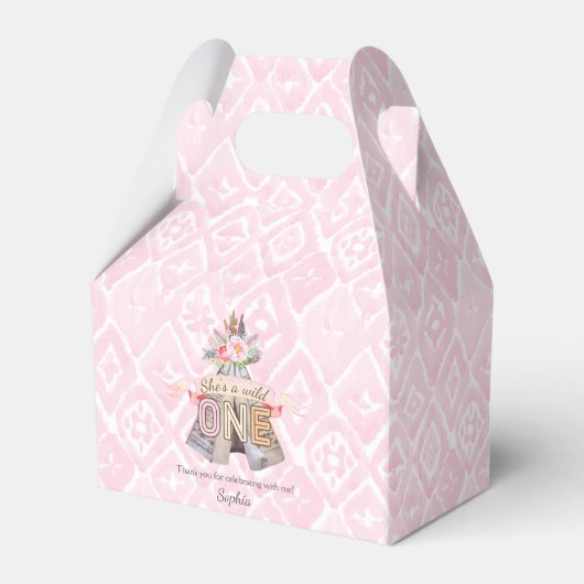 Floral Boho Tribal Teepee Wild Eén dag Bedankdoosjes (Voorkant Zijde)