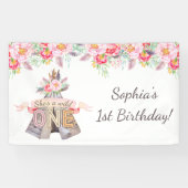 Floral Boho Tribal Teepee Wild Eén dag Spandoek (Horizontaal)