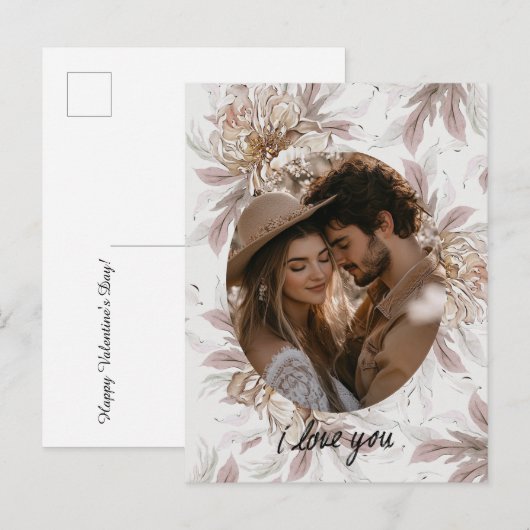 Floral Boho Valentijnsdag Briefkaart (Voorkant / Achterkant)