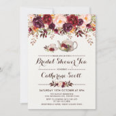 Floral Boho Vrijgezellenfeest Tea Party Invitation Kaart (Voorkant)