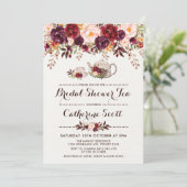 Floral Boho Vrijgezellenfeest Tea Party Invitation Kaart (Staand voorkant)