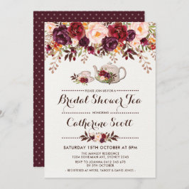 Floral Boho Vrijgezellenfeest Tea Party Invitation Kaart