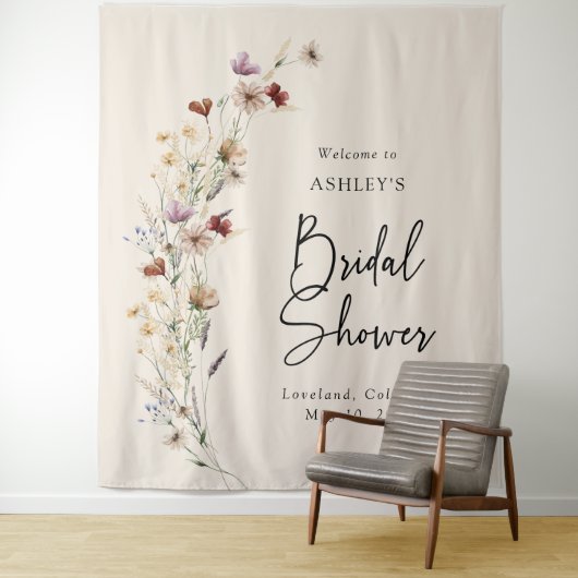 Floral Boho Vrijgezellenfeest Wandkleed (In situ)