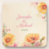 Floral Boho Waterverf bruiloft Bier Onderzetter (Voorkant)