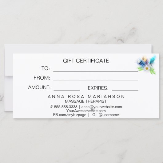 *~* Floral Boho Waterverf Crysta Feathers Heart (Achterkant)