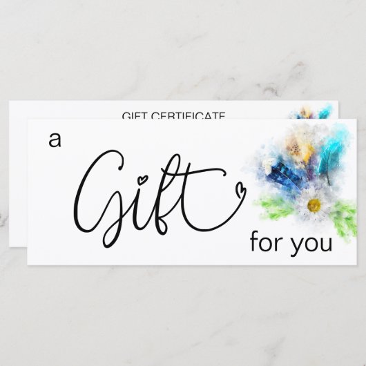 *~* Floral Boho Waterverf Crysta Feathers Heart (Voorkant / Achterkant)