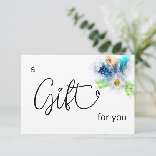 *~* Floral Boho Waterverf Crystal Heart Feather (Staand voorkant)