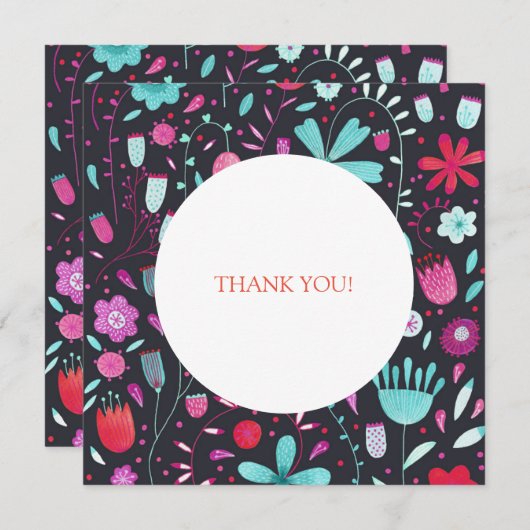 Floral Boho Waterverf Donkere bruiloft Bedankkaart (Voorkant / Achterkant)