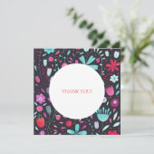 Floral Boho Waterverf Donkere bruiloft Bedankkaart (Staand voorkant)