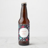 Floral Boho Waterverf Donkere bruiloft Bier Etiket (Voorkant)