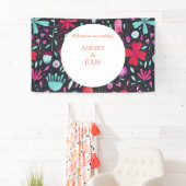 Floral Boho Waterverf Donkere bruiloft Spandoek (Insitu)