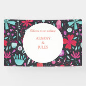 Floral Boho Waterverf Donkere bruiloft Spandoek (Horizontaal)