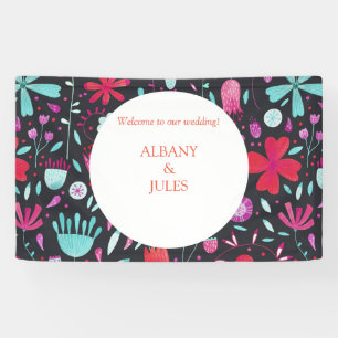 Floral Boho Waterverf Donkere bruiloft Spandoek