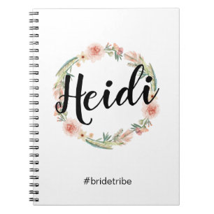 Floral Boho Waterverf Gedekte Bridesmaid-laptop Notitieboek