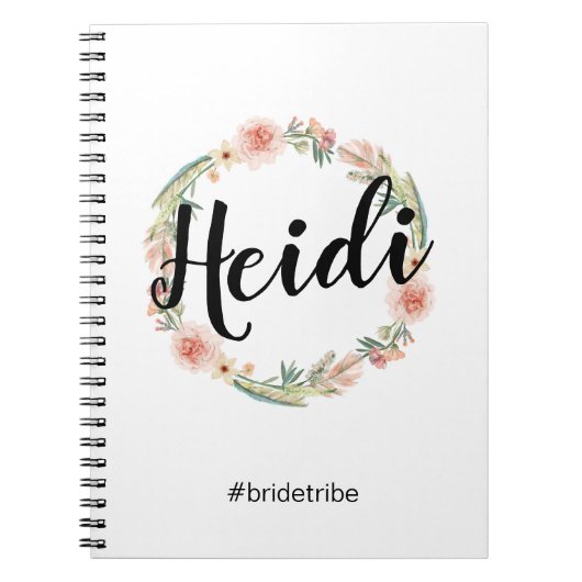 Floral Boho Waterverf Gedekte Bridesmaid-laptop Notitieboek (Voorkant)