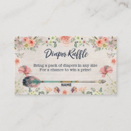 Floral Boho Waterverf Tribal Diaper Raffle Ticket Informatiekaartje